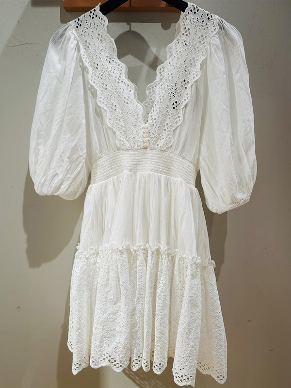 Cotton Slub Embroidery Dress