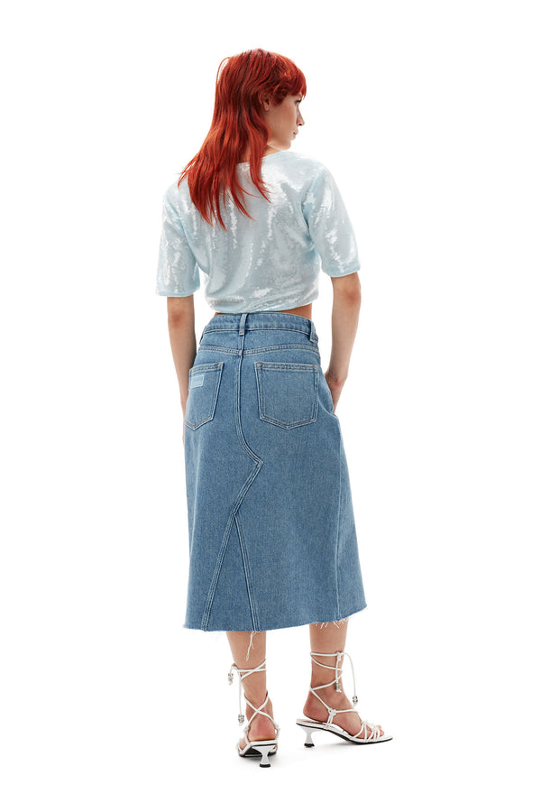 Heavy Denim Midi Skirt