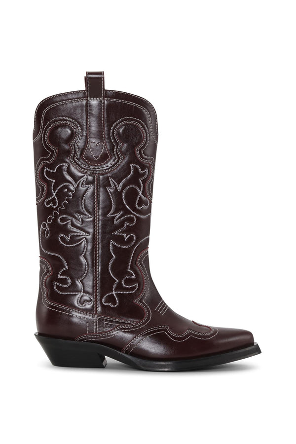 Mid Shaft Embroidered Western Boot