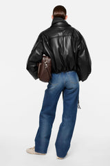 Faux Leather Bomber Jacket
