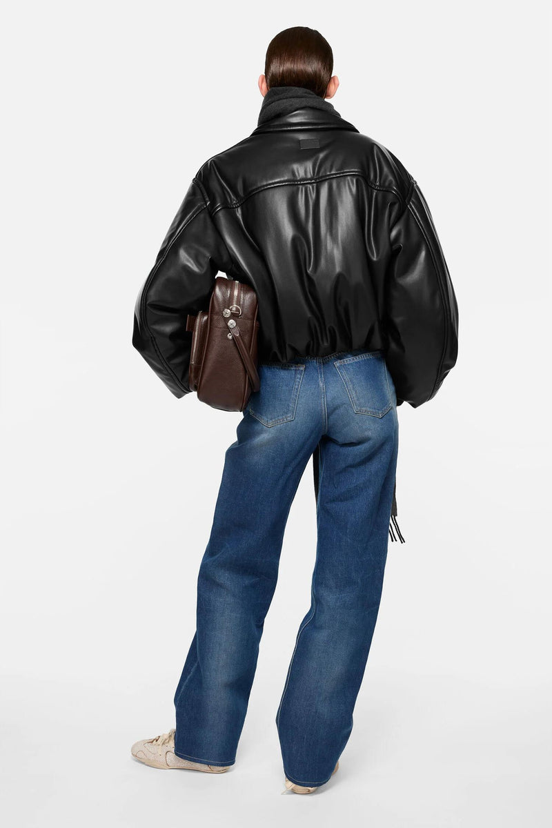 Faux Leather Bomber Jacket