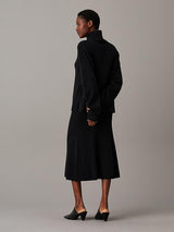 Relaxed Wool Midi Skirt