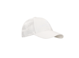 Forfra fra siden – hvit kordfløyel-caps, ren og minimalistisk
