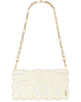 Cult Gaia Aura clutch i ivory med gullfarget kjede, forside