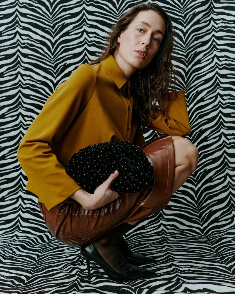 Pearly Velvet Clutch