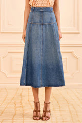 The Brigette Denim Midi Skirt