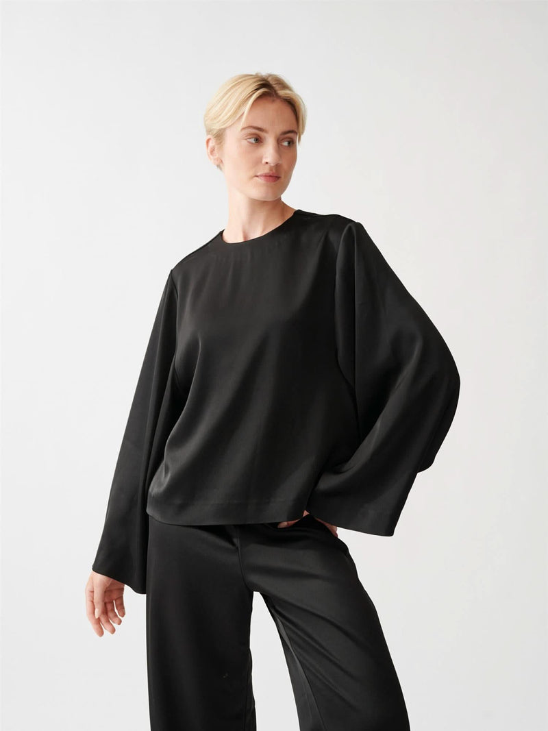 Satin Bell Sleeve Blouse