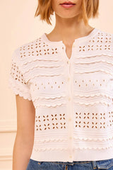Abriana Eyelet Knit Cardigan