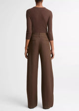 Cotton Utility Double-Waist Wide-Leg Pant