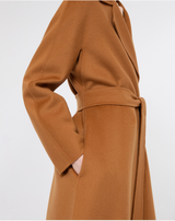 Wool, cashmere and silk long wrap coat