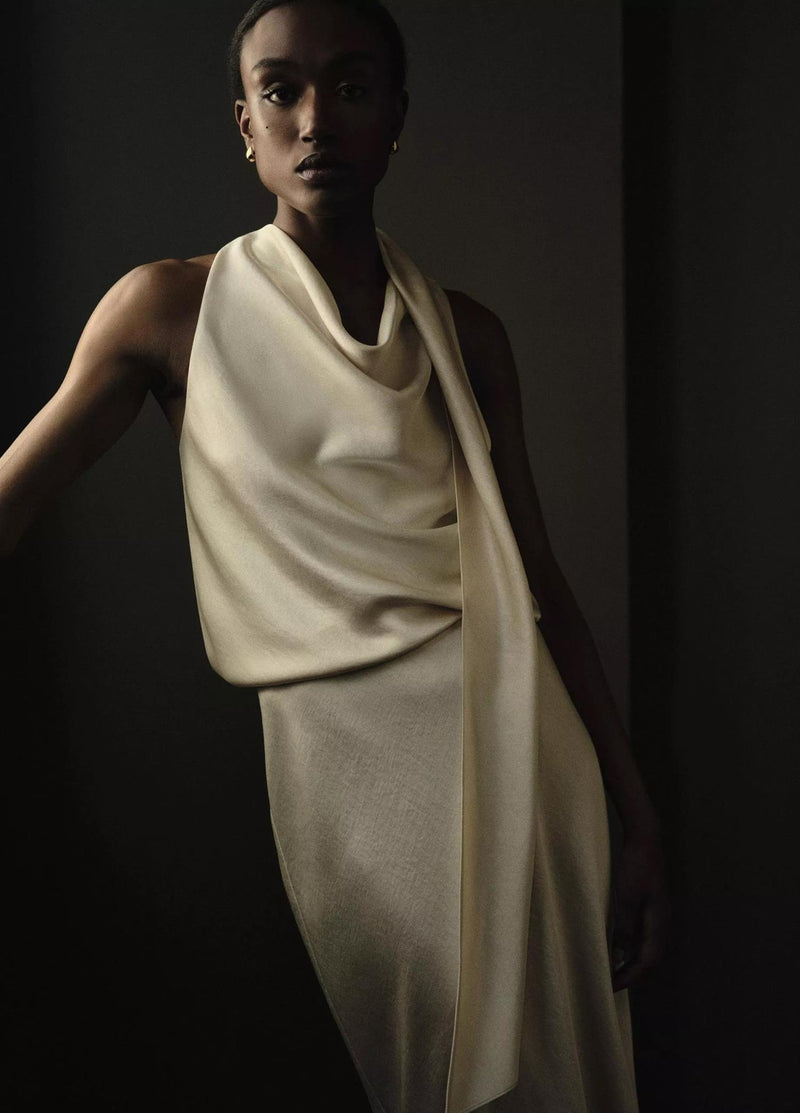 Satin Bias Column Skirt