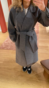 Women Belted Clutch Coat Pressed Wool