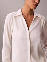 HAMMERED SATIN FITTED SHIRT