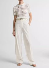 Joan Linen-Blend High-Rise Pull-On Pant
