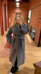 Women Belted Clutch Coat Pressed Wool