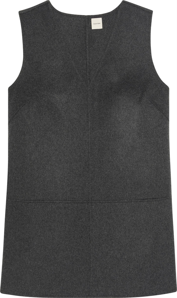 DOUBLEFACE V NECK MINI SHIFT DRESS