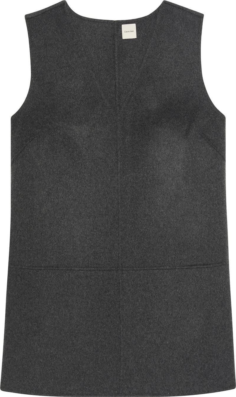 DOUBLEFACE V NECK MINI SHIFT DRESS