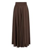 Karmamia Savannah skirt i brun sateng med rynket linning, forfra