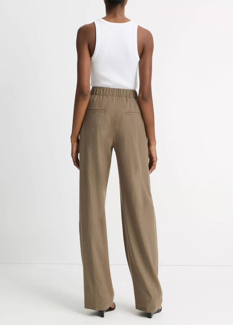 Linen-Blend High-Rise Pull-On Pant