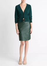 Satin-Trim Wool & Cashmere-Blend Cardigan