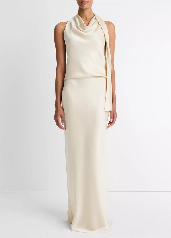 Satin Bias Column Skirt