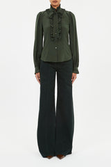 Catroux Silk Long Sleeve Button Front Blouse