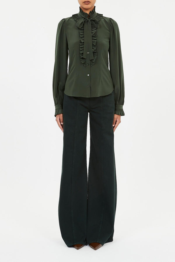 Catroux Silk Long Sleeve Button Front Blouse