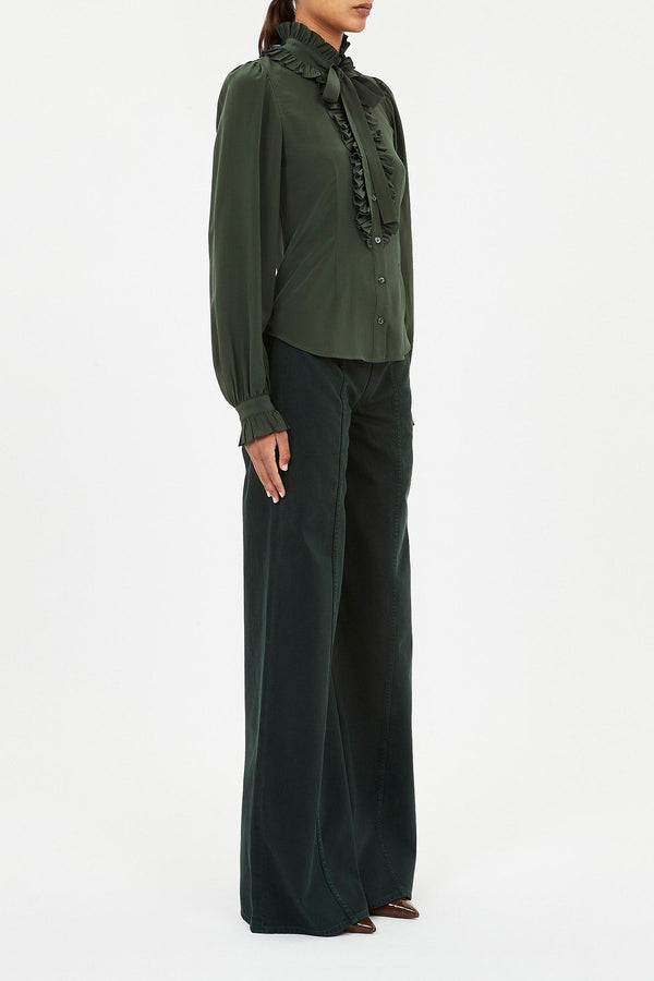 Catroux Silk Long Sleeve Button Front Blouse