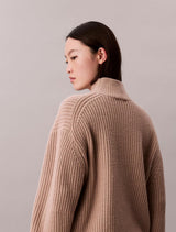 Chunky Wool Blend T Neck Sweater