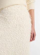 Feathery-Fringe Knee Skirt