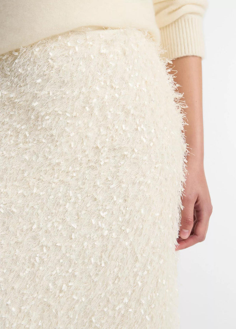 Feathery-Fringe Knee Skirt