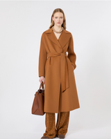 Wool, cashmere and silk long wrap coat