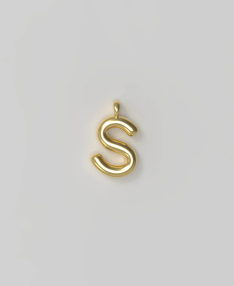 Letter Charm Small Plated S