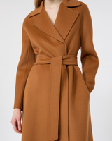 Wool, cashmere and silk long wrap coat