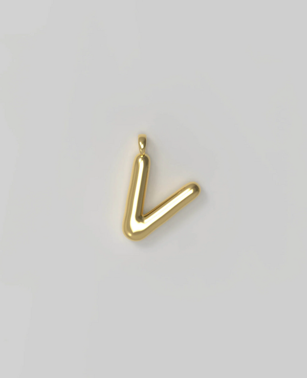 Letter Charm Small Plated V