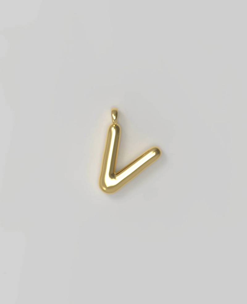 Letter Charm Small Plated V