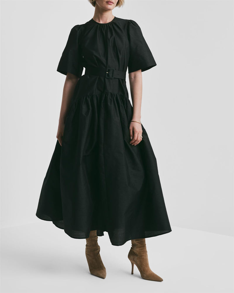 Taffeta Belt Dress