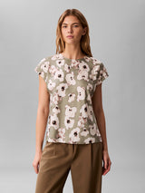 PRINTED MATTE SATIN SHEATH TOP