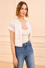 Abriana Eyelet Knit Cardigan