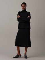 Relaxed Wool Midi Skirt