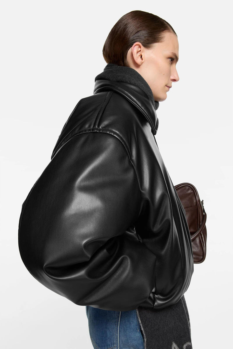 Faux Leather Bomber Jacket