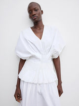 Poplin V-Neck Top