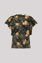 Lena Silk Flutter Sleeve Blouse