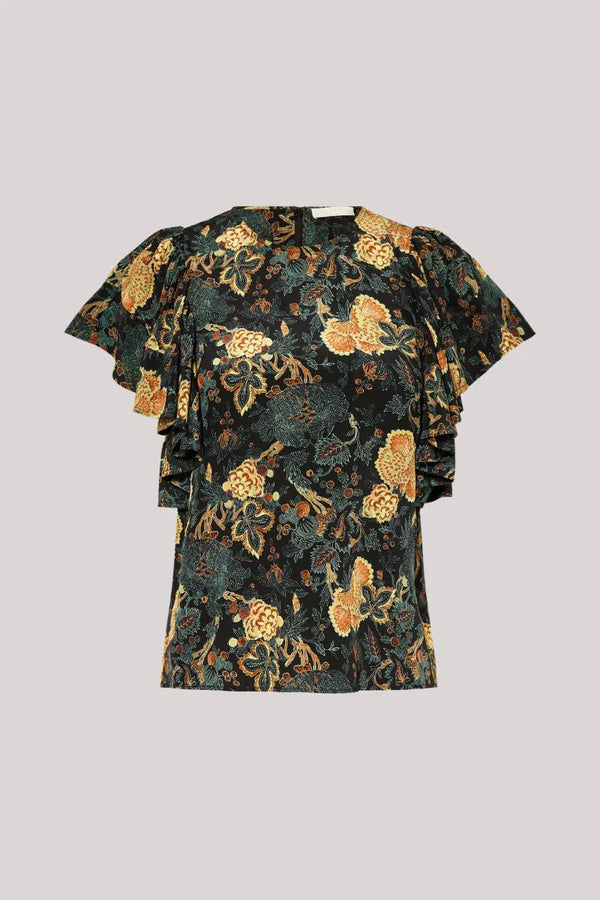 Lena Silk Flutter Sleeve Blouse