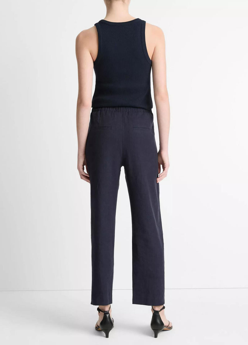 Linen-Blend Tapered Pull-On Pant