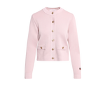 Busnel Aria Cardigan i Light Rose med gullfargede knapper. Sett forfra. 