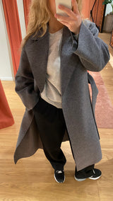 Women Belted Clutch Coat Pressed Wool