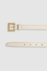 Nicola Belt - Bone Crinkled Patent