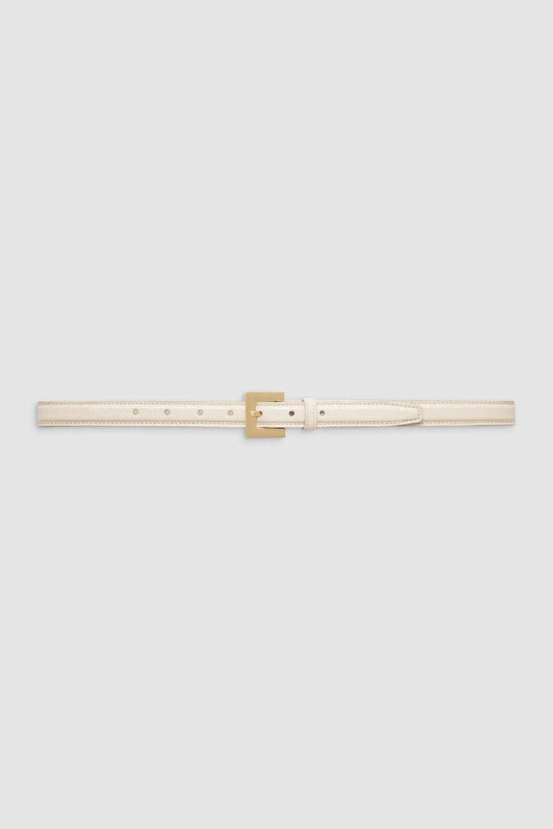 Nicola Belt - Bone Crinkled Patent