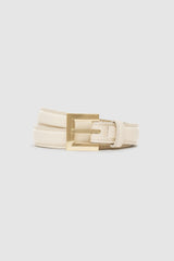 Nicola Belt - Bone Crinkled Patent